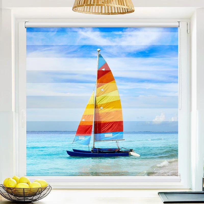 Klemmfix Doppelrollo "Segelboot Meer" | Klemm Doppelrollo