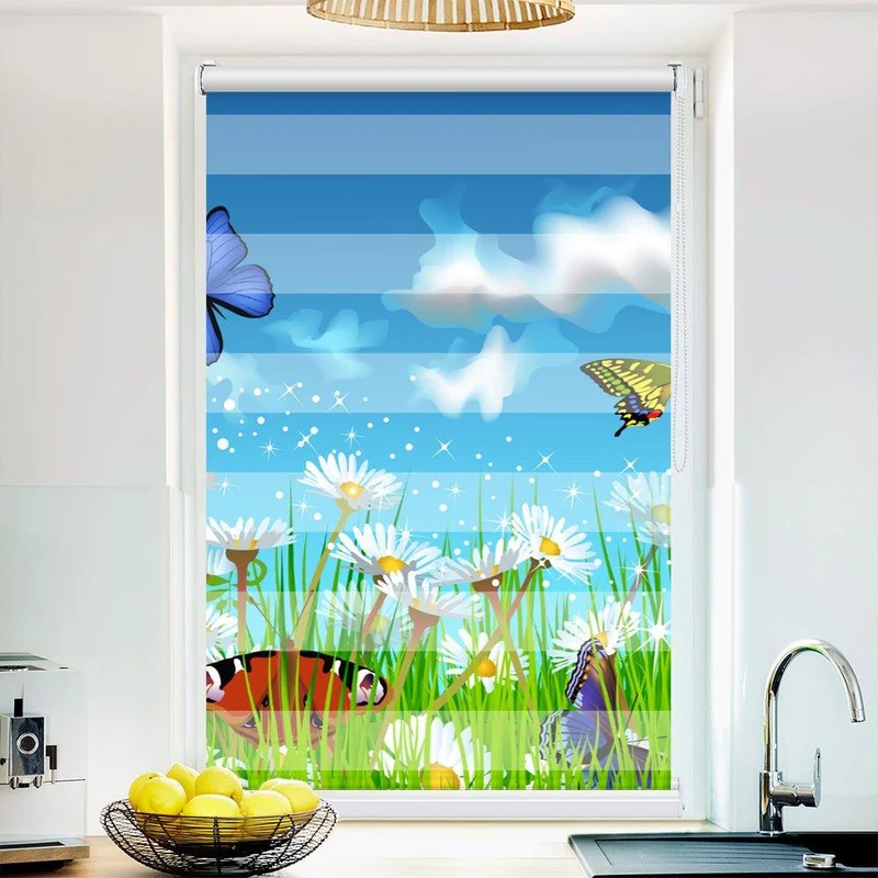 Klemmfix Doppelrollo "Schmetterlinge Blumenwiese" | Klemm Doppelrollo