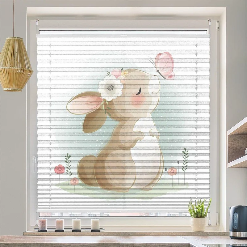 Wabenplissee Motiv "Hase Schmetterling Kinderbild"