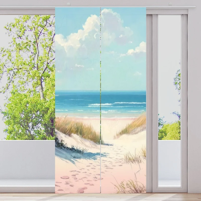 Schiebegardine Motiv "Maritim Düne Strand Aquarell"