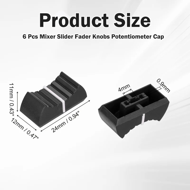 6Pcs Mixer Slider Fader Knobs Potentiometer Caps Fit Hole 4x0.9mm Black White