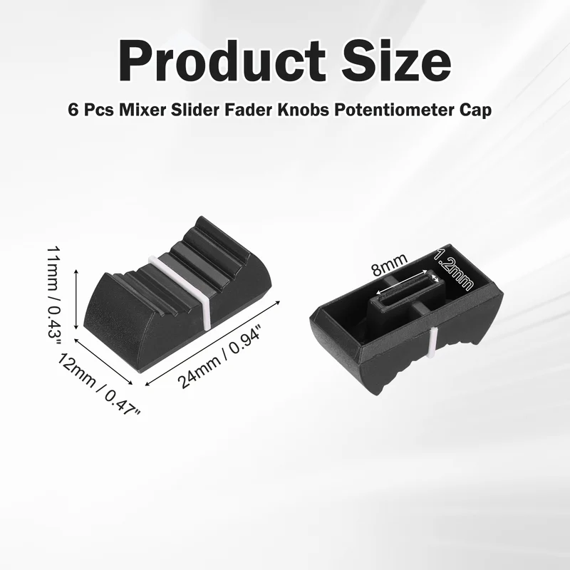 6Pcs Mixer Slider Fader Knobs Potentiometer Caps Fit Hole 8x1.2mm Black White