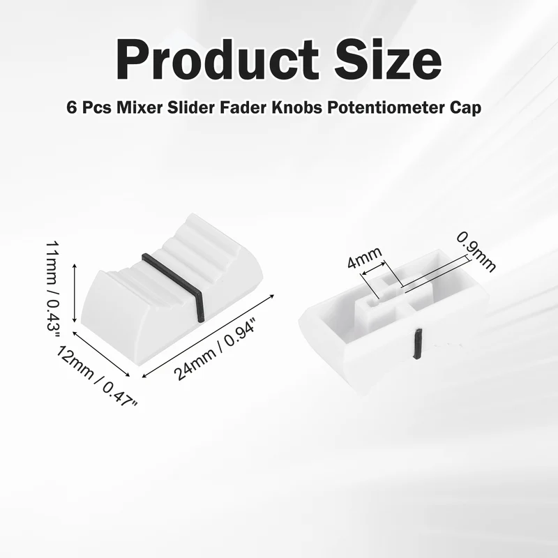 6Pcs Mixer Slider Fader Knobs Potentiometer Cap Fit Hole 4x0.9mm White Black