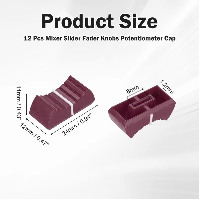 12Pcs Mixer Slider Fader Knobs Potentiometer Caps Fit Hole 8x1.2mm Brown White