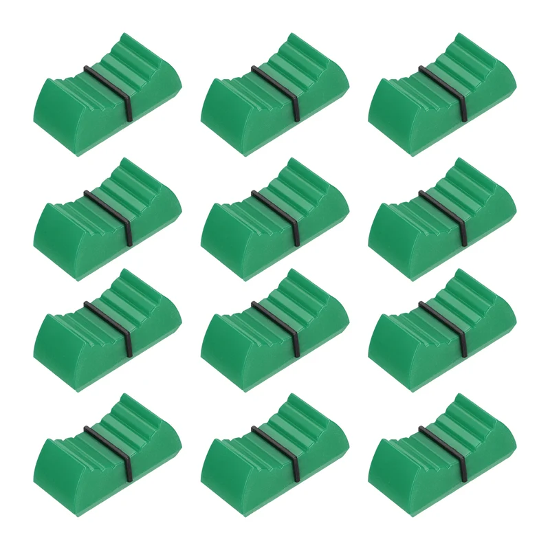 12Pcs Mixer Slider Fader Knobs Potentiometer Caps Fit Hole 4x0.9mm Green Black