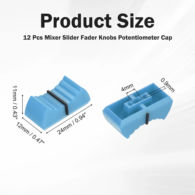 12Pcs Mixer Slider Fader Knobs Potentiometer Caps Fit Hole 4x0.9mm Blue Black