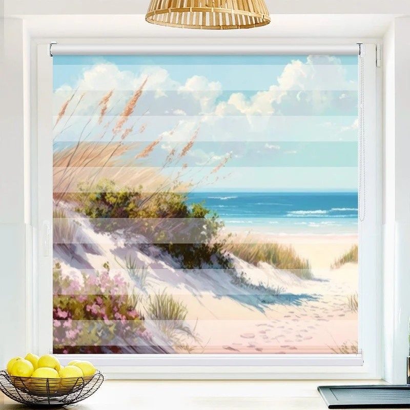 Klemmfix Doppelrollo "Ostsee Düne Aquarell" | Klemm Doppelrollo