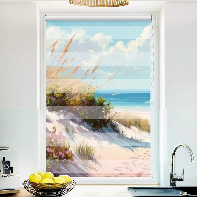 Klemmfix Doppelrollo "Ostsee Düne Aquarell" | Klemm Doppelrollo