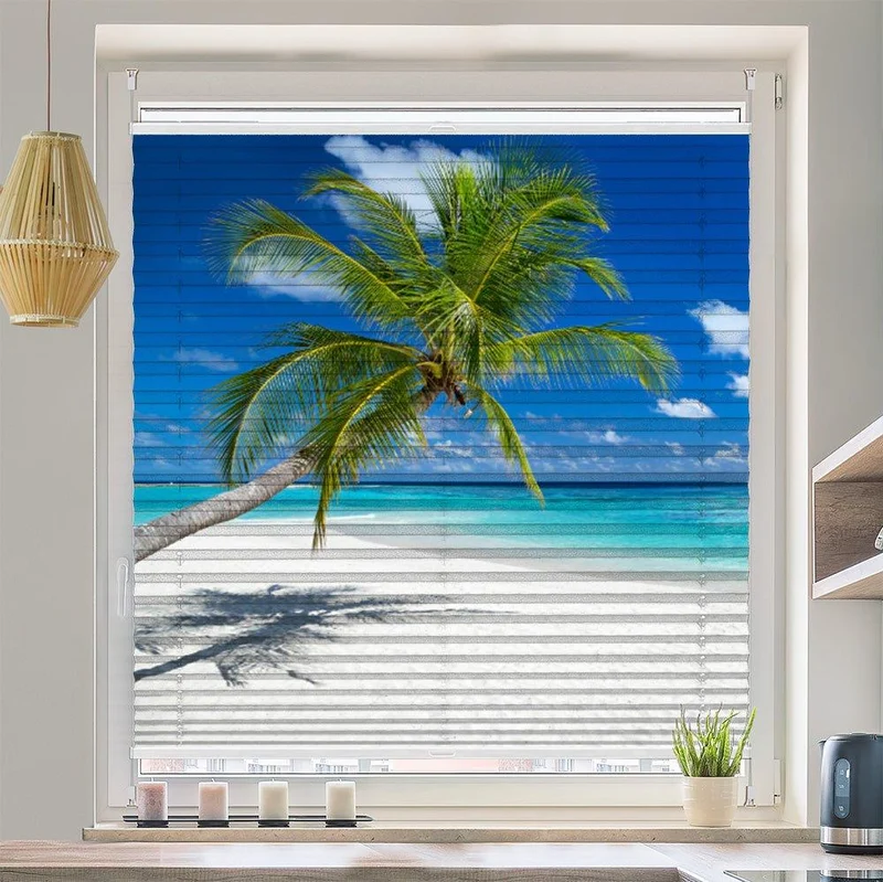 Plissee Motiv"Tropen Meer Strand"