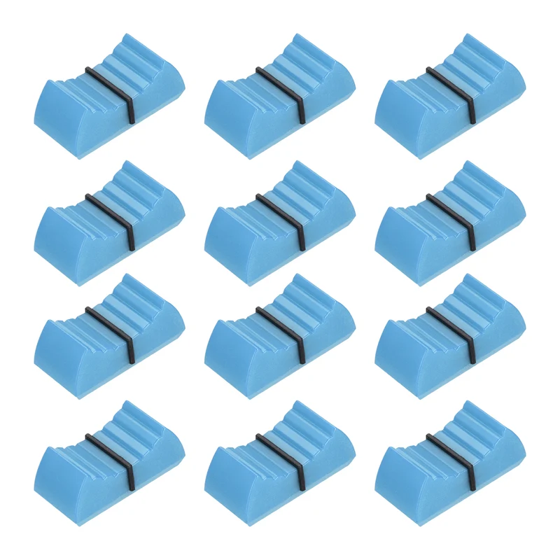 12Pcs Mixer Slider Fader Knobs Potentiometer Caps Fit Hole 8x1.2mm Blue Black