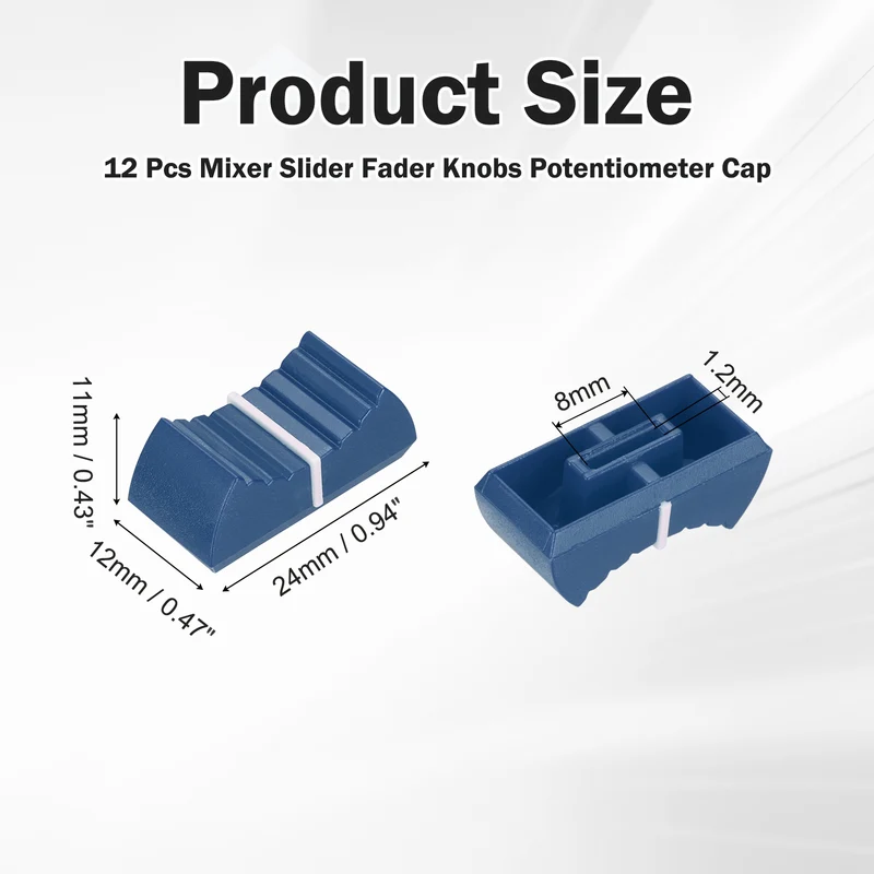 12Pcs Mixer Slider Fader Knobs Potentiometer Caps Fit Hole 8x1.2mm Blue White