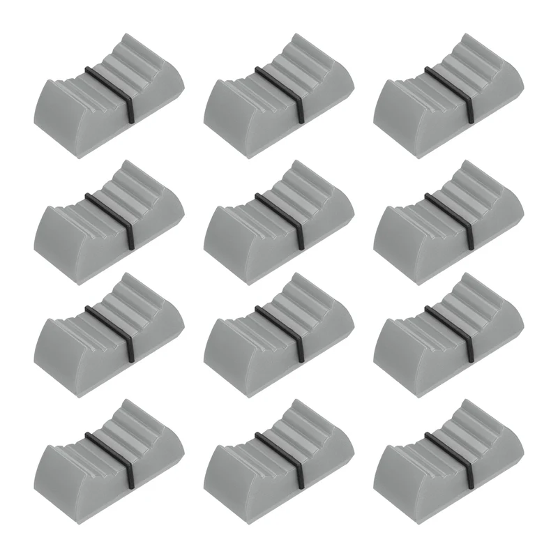 12Pcs Mixer Slider Fader Knobs Potentiometer Caps Fit Hole 8x1.2mm Grey Black