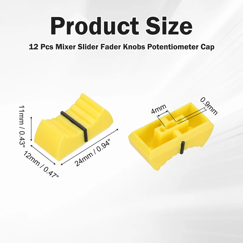 12Pcs Mixer Slider Fader Knobs Potentiometer Caps Fit Hole 4x0.9mm Yellow Black