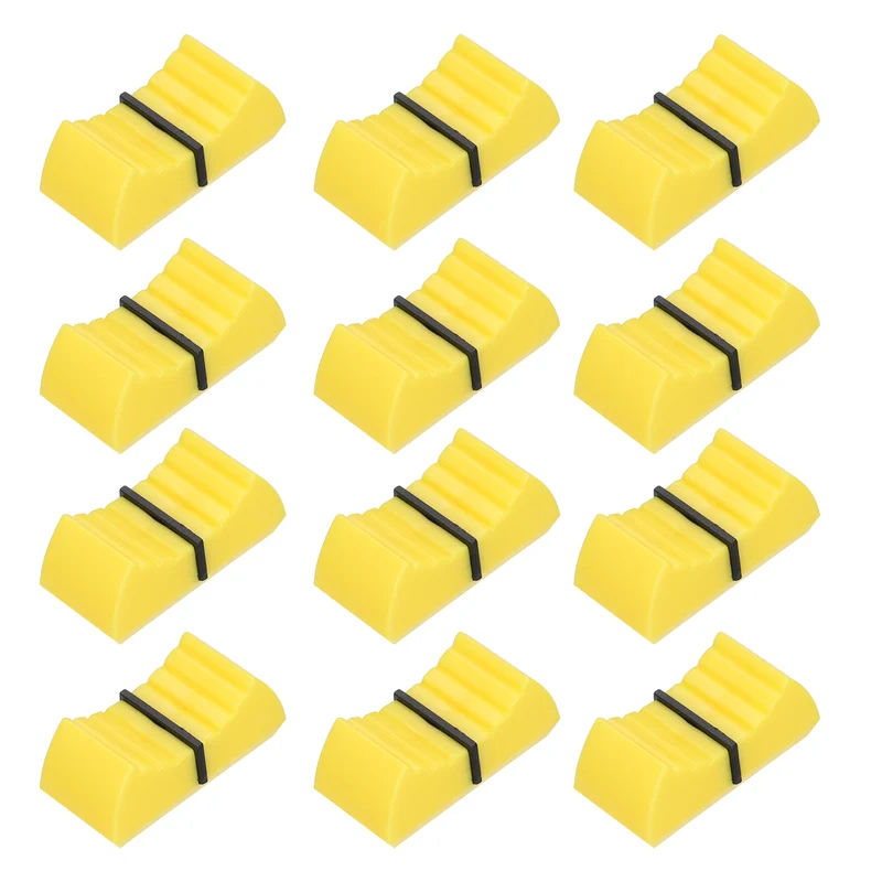 12Pcs Mixer Slider Fader Knobs Potentiometer Caps Fit Hole 8x1.2mm Yellow Black