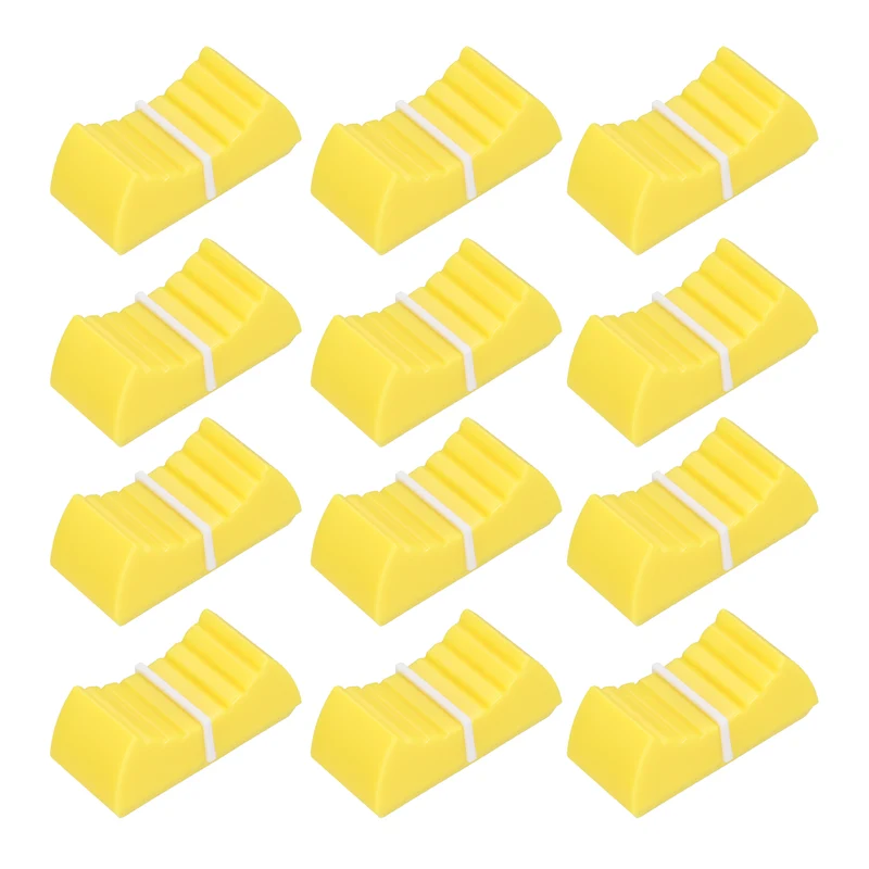 12Pcs Mixer Slider Fader Knobs Potentiometer Caps Fit Hole 4x0.9mm Yellow White