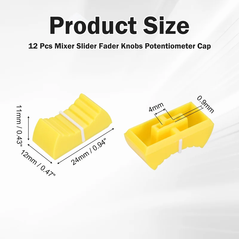 12Pcs Mixer Slider Fader Knobs Potentiometer Caps Fit Hole 4x0.9mm Yellow White