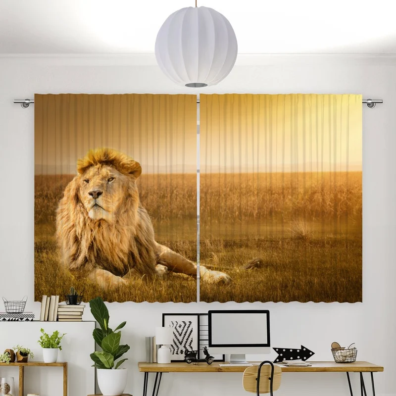 Vorhang Motiv "Löwe Afrika Savanne"