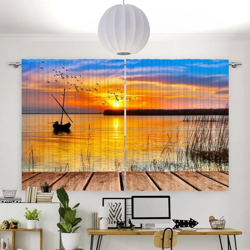 Vorhang Motiv "Segelboot Sonnenuntergang"