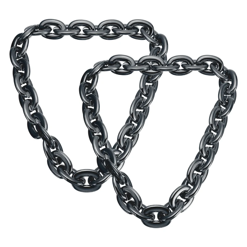 Plastic Hip Hop Chain Necklace 2Pcs 100cm 39" Men's Chunky Light Black