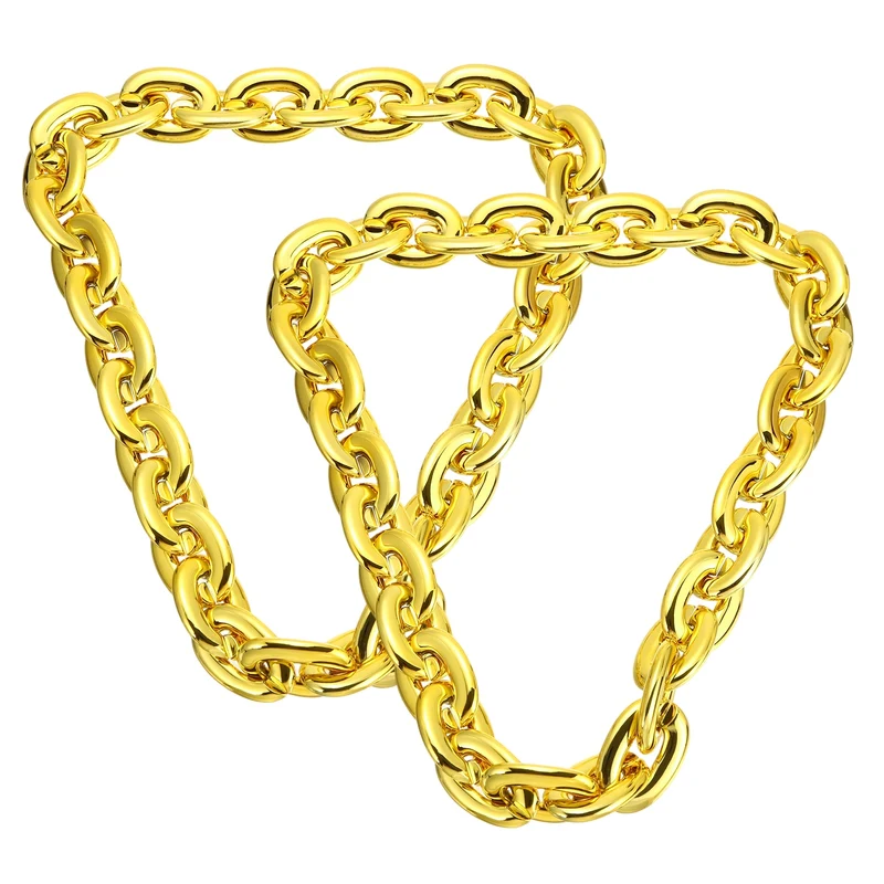 Plastic Hip Hop Chain Necklace 2Pcs 100cm 39" Men's Chunky Chain Gold
