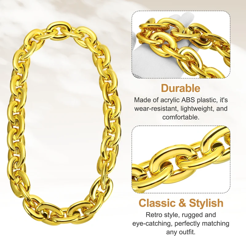 Plastic Hip Hop Chain Necklace 2Pcs 100cm 39" Men's Chunky Chain Gold
