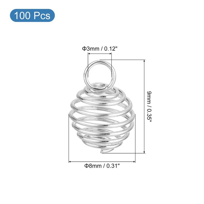 Spiral Bead Cage Pendant, 9x8mm Stone Holder Necklace Hollow Cage Pendant