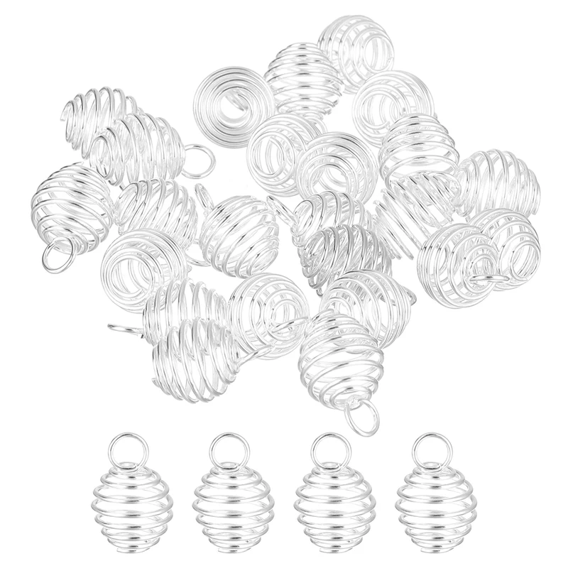 Spiral Bead Cages Pendant, 9x8mm Stone Holder Necklace Hollow Pendant