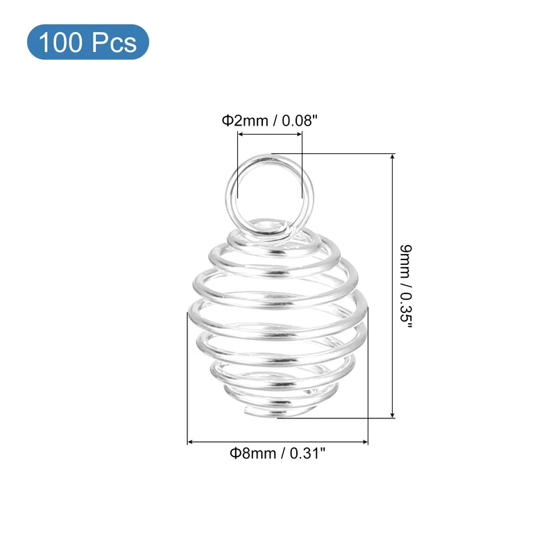 Spiral Bead Cages Pendant, 9x8mm Stone Holder Necklace Hollow Pendant
