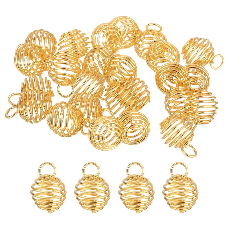 Spiral Bead Cages Pendant, 9x8mm Stone Holder Necklace Hollow Cage Pendant