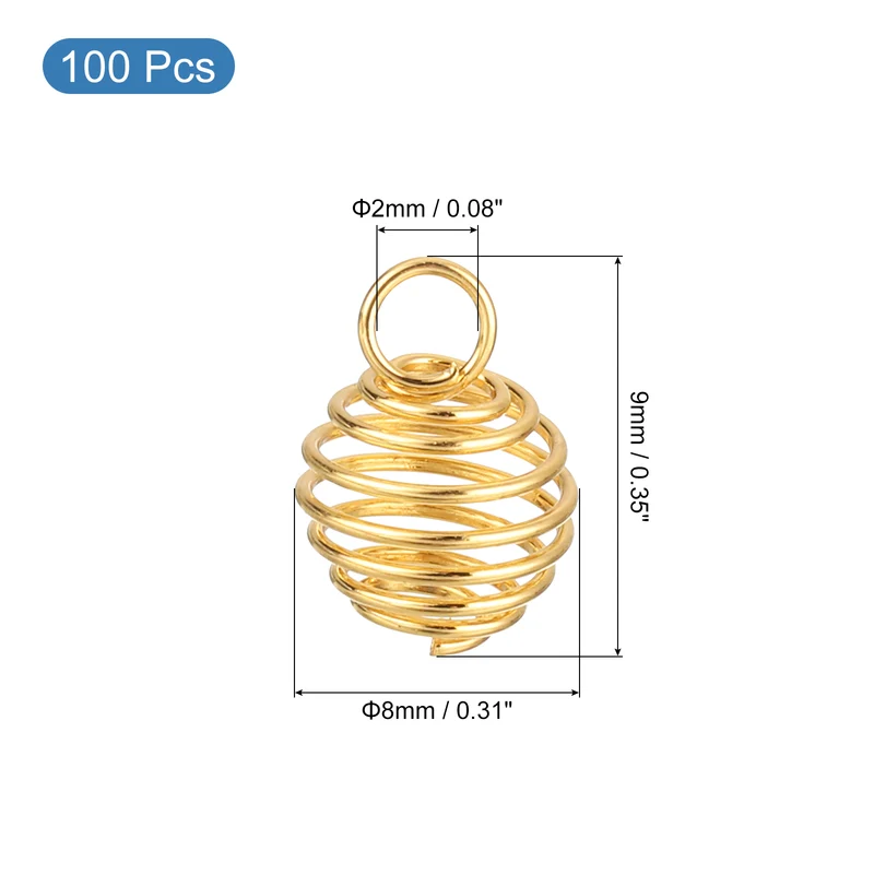 Spiral Bead Cages Pendant, 9x8mm Stone Holder Necklace Hollow Cage Pendant