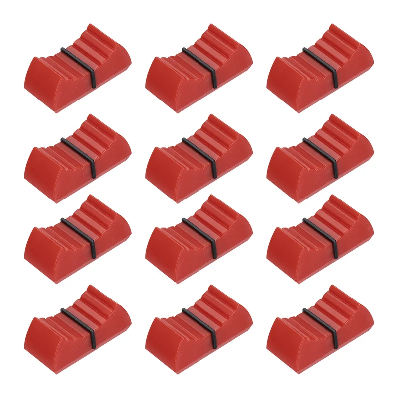 12Pcs Mixer Slider Fader Knobs Potentiometer Caps Fit Hole 8x1.2mm Red Black