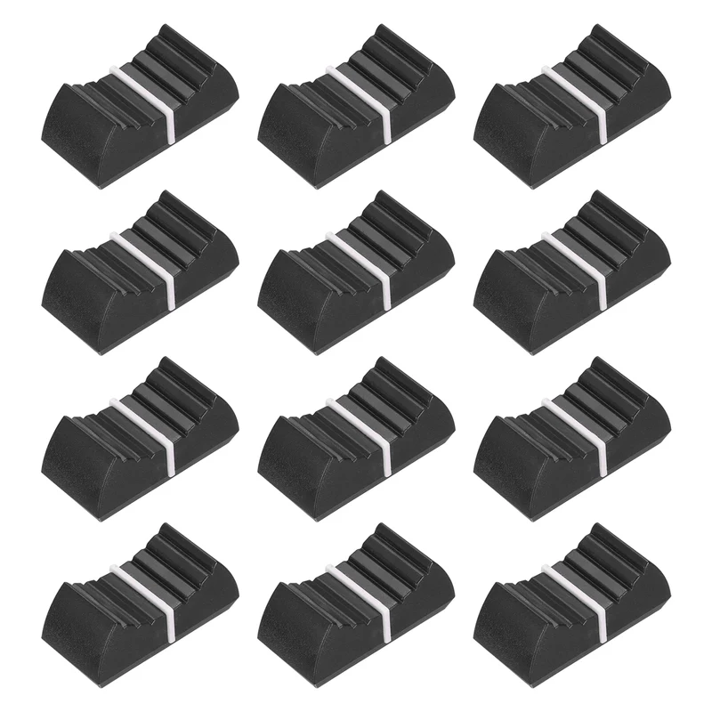 12Pcs Mixer Slider Fader Knobs Potentiometer Caps Fit Hole 4x0.9mm Black White