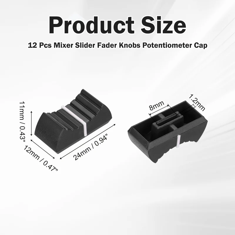 12Pcs Mixer Slider Fader Knobs Potentiometer Caps Fit Hole 8x1.2mm Black White