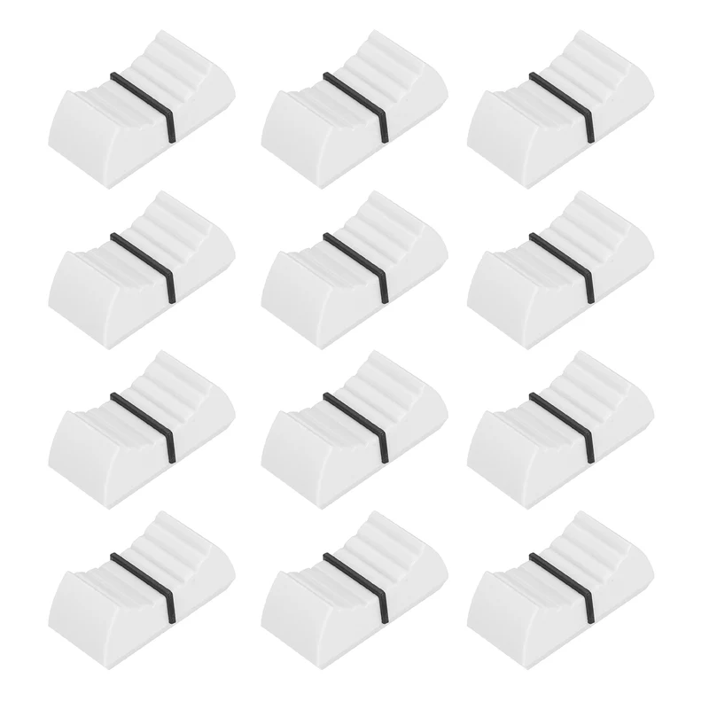 12Pcs Mixer Slider Fader Knobs Potentiometer Cap Fit Hole 4x0.9mm White Black