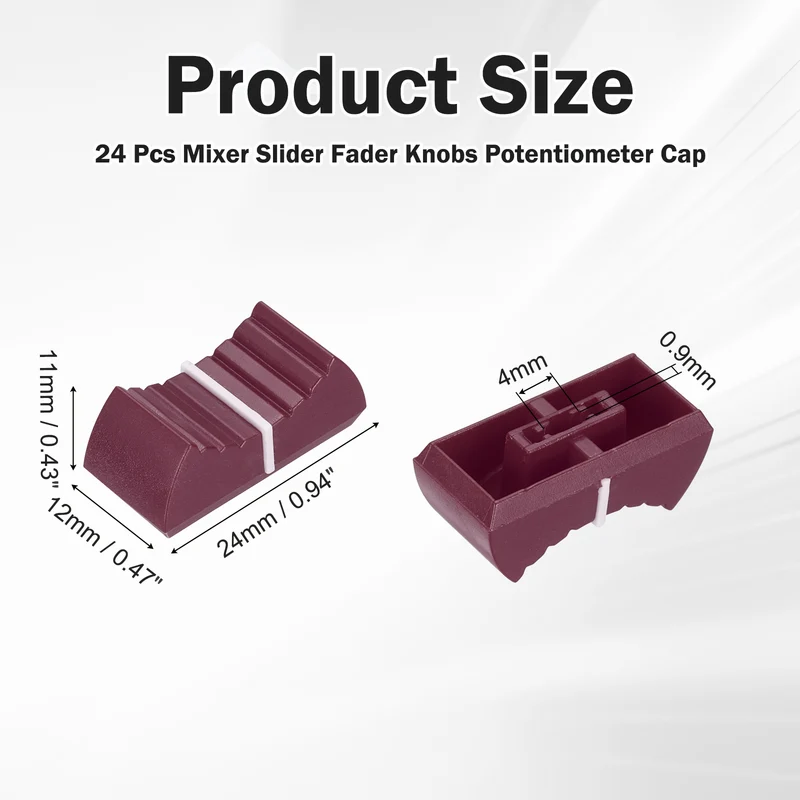 24Pcs Mixer Slider Fader Knobs Potentiometer Caps Fit Hole 4x0.9mm Brown White