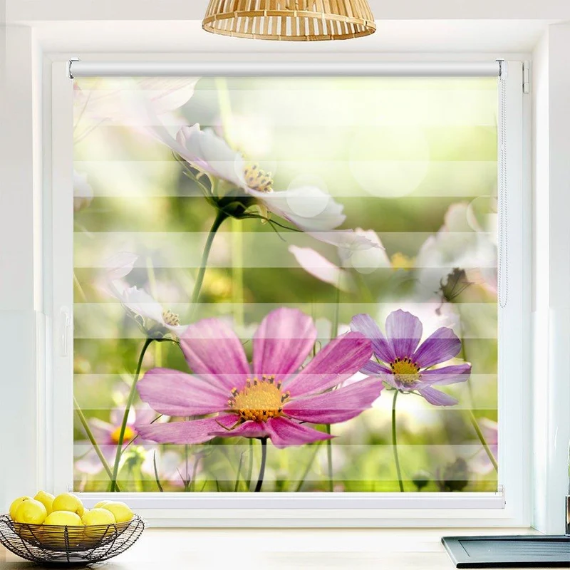 Klemmfix Doppelrollo "Blumenwiese Mohn" | Klemm Doppelrollo