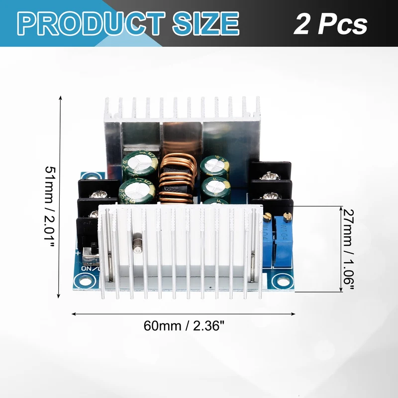 2Pcs 20A 6-40V to 1.2-35VDC Step Down Power Module