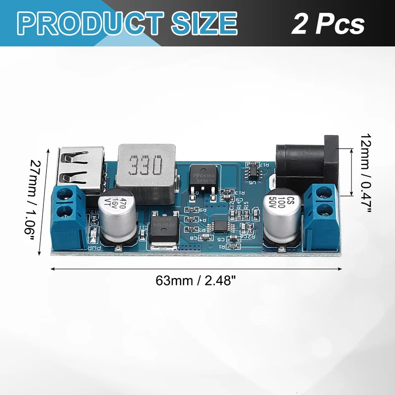 2Pcs XY-3606 9-36V to 5.2V 6A Step Down Power Module, Blue