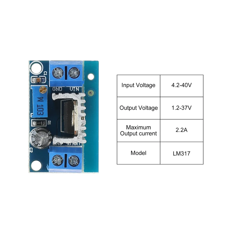 DC-DC Buck Converter Voltage Regulator LM317 4.2-40V to 11.2-37V 2.2A Blue for MP3, MP4 Pack of 3