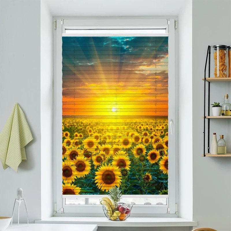 Plissee Motiv "Sonnenblumen Feld"