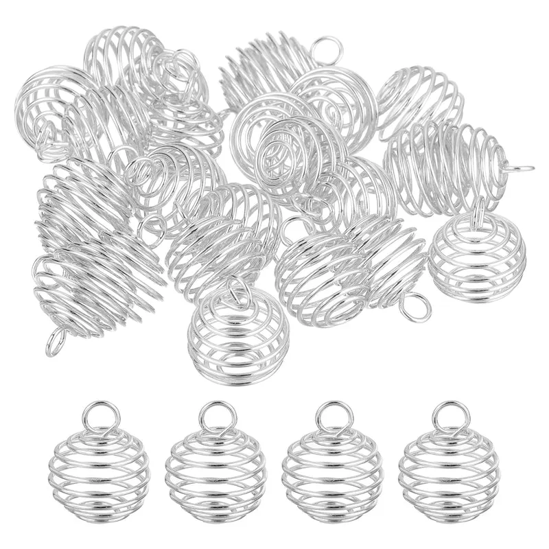 Spiral Bead Cages Pendant, 15x14mm Stone Holder Necklace Hollow Cage Pendant
