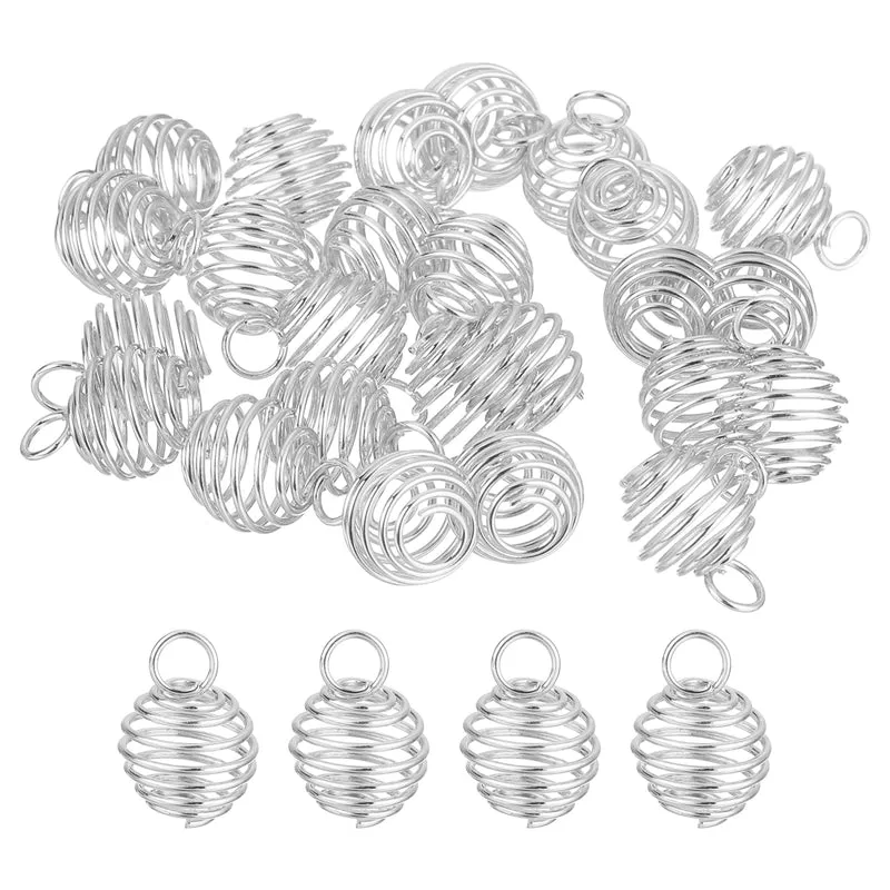 Spiral Bead Cages Pendant, 9x8mm Stone Holder Necklace Cage Pendant
