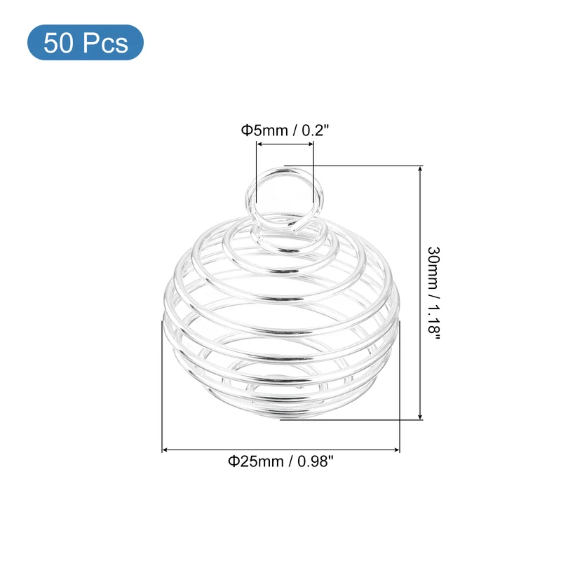 Spiral Bead Cages Pendant, 30x25mm Stone Holder Necklace Cage Pendant, Silver