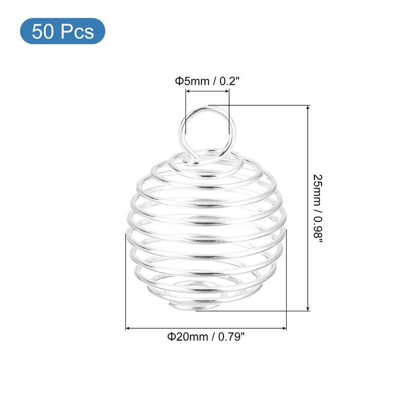 Spiral Bead Cages Pendant, 25x20mm Stone Holder Necklace Cage Pendant, Silver