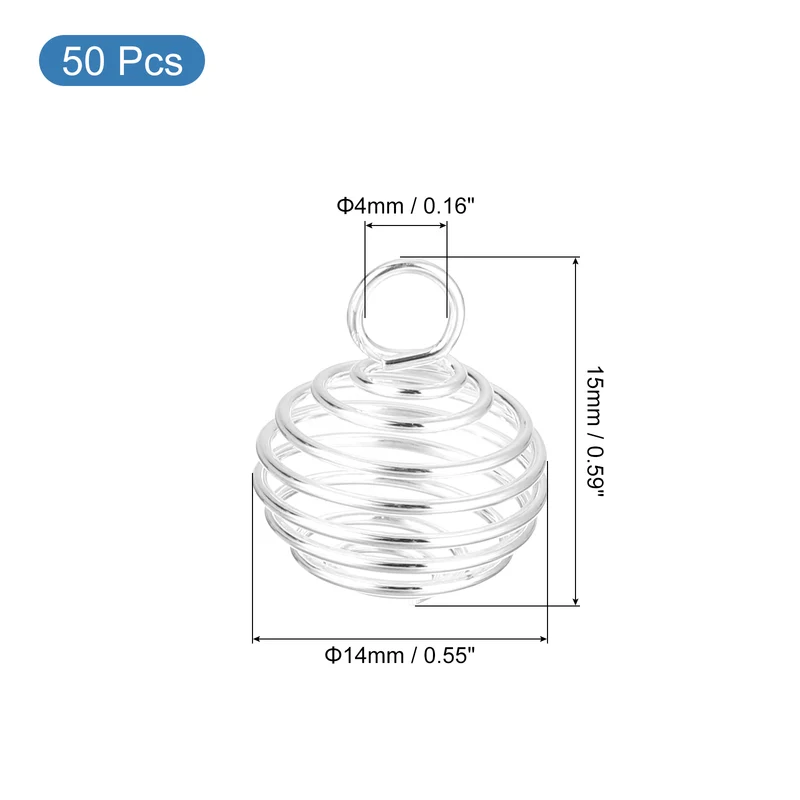 Spiral Bead Cages Pendant, 15x14mm Stone Holder Necklace Cage Pendant, Silver