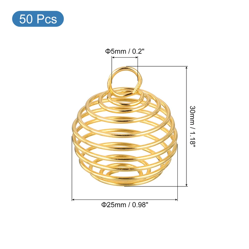 Spiral Bead Cages Pendant 30x25mm Stone Holder Necklace Hollow Pendant Gold