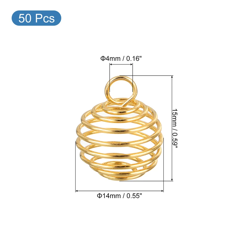 Spiral Bead Cages Pendant, 15x14mm Stone Holder Necklace Hollow Pendant, Gold