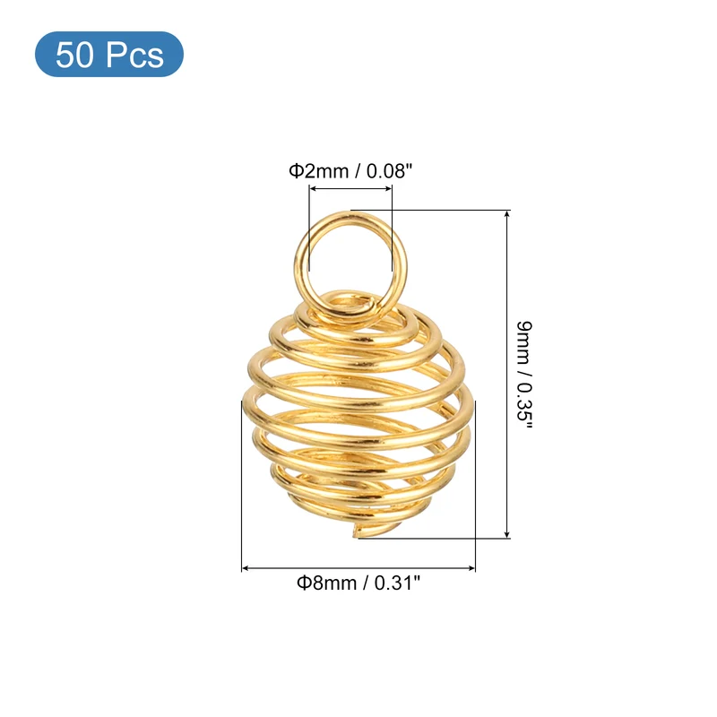 Spiral Bead Cages Pendant, 9x8mm Stone Holder Necklace Hollow Cage Pendant, Gold