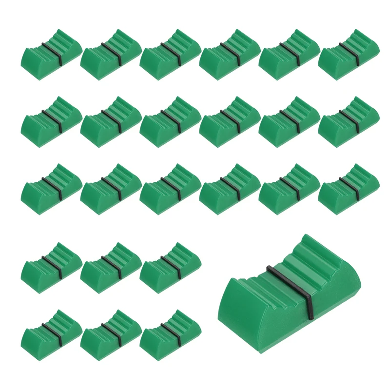 24Pcs Mixer Slider Fader Knobs Potentiometer Caps Fit Hole 4x0.9mm Green Black
