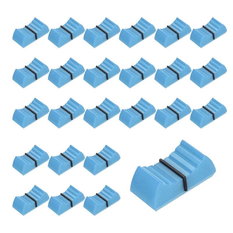 24Pcs Mixer Slider Fader Knobs Potentiometer Caps Fit Hole 8x1.2mm Blue Black